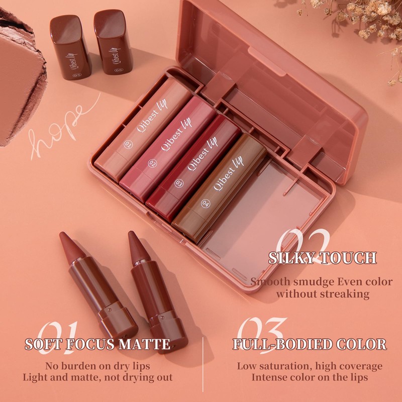 Mrettick 6PCS Matte Lippenstift Crayon Lip Liner Bleistift für Frauen,