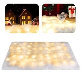 HOMSHIAM Led Christmas Snow Blanket Roll-LED Lights Embedded in The Christmas Artificial Snow Blanket for Winter Wonderland Snow Holiday Decor (70 * 17.7inch)