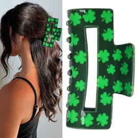 St. Patrick's Day Hair Claw Clips - Green Shamrock Hair Clips Design, Festive Hair Accessories for Women & Girls,Perfect for St. Patrick's Party & Holiday Outfits