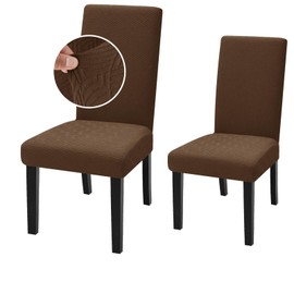 ZNSAYOTX Stretchable Dining Room Chair Covers Pack of 2, Newest Striped Furniture Protector Slipcover, Removable and Washable for Kitchen Banquet Wedding Party (2 Pack, Coffee)