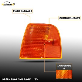 Hpdmauto Corner Light fit for Peterbilt 385/377 Trucks Turn Signal Side Marker Lamp Assembly Halogen Amber Driver and Passenger Side