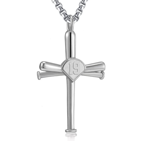Cross Necklace Baseball Bats Athletes Cross Pendant Sports Number Or