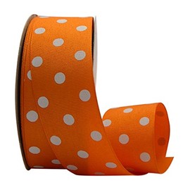 Ribbon Bazaar Grosgrain Polka Dots 1-1/2 inch Orange by The Yard 100% Polyester Ribbon