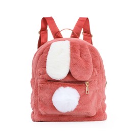 Jywmsc Cute Plush Rabbit Ears Backpack for Teen Girls Fluffy Fuzzy Kawaii Shoulder Bag Handbags School Bag Satchel,Pink