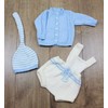 Knitting Pattern for Baby Cardigan, Dungaree Shorts and Wee Willie