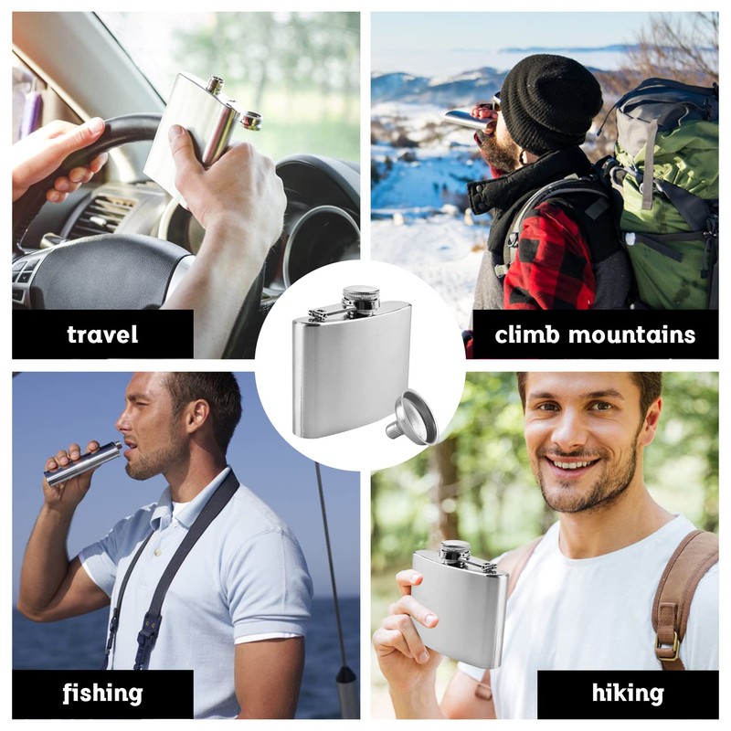 Hip Flasks for Liquor, Stainless Steel Flask with Funnel, Hip