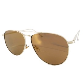 97-25 RAKOSTA Oversized Flat Aviator Metal Sunglasses UV Mirrored Lens Classic Retro Shades Womens Mens (GOLD, 61)
