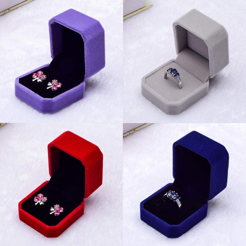 Velvet Finish Jewelry Box, Engagement Wedding Earrings Ring Pendant Display