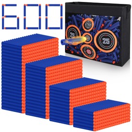 Pokiiulk 600PCS Refill Bullets Fit for Nerf Guns N-Strike Elite Series Blasters Toy Guns Darts with Portable Shooting Practice Target Toy Storage Mesh Bag