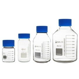 USA LAB 1000 ML Round Wide Mouth Media Bottle with GL80 Screw Cap, Clear 3.3 Borosilicate Glass Bottles for Scientific Solution Storage, Multi Purpose Science Labs Solvent Container