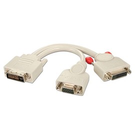 LINDY 41048 DVI-I Male to DVI-D Female + VGA Female Splitter Cable