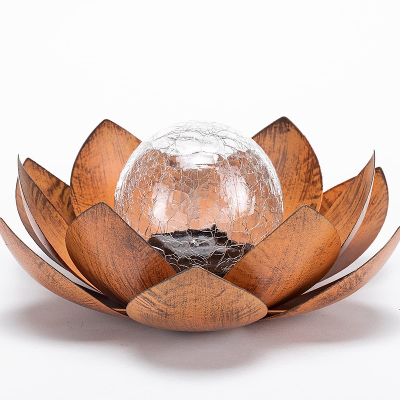 Huaxu Solar Lights Outdoor Decor Metal Lotus Flower LED Waterproof