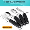 AuntyFey 4Pcs Weighted Adaptive Utensils, 45°Angled Parkinsons Utensils for Elderly,