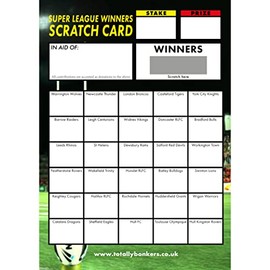 Totally Bonkers - Rugby League Fundraising Scratch Cards - 30 SQUARE - A6 (148x105mm) -10 Pack - TB0010 - Blind Card