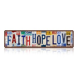 Vintage Faith Hope love Wall Decor Street Signs Home Bar Coffee Metal Tin Signs 16 x 4 Inches