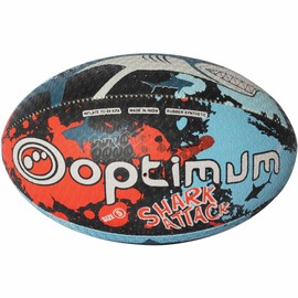 Optimum Rugby Ball - Balanced and Responsive for Accurate Handling and Kicking of Top-Performing Rugby Balls - Perfect for Training and Gameplay - 2-Ply 410g Ball - Shark Attack - 3 With Pump