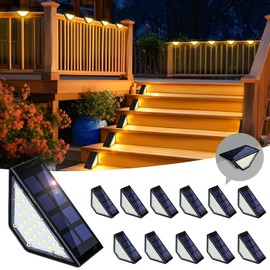 SOLPEX Solar Step Lights for Outside,24 LEDs Solar Lights Outdoor Waterproof Decor for Stair, Step, Deck, Fence, Front Porch, Balcony, Patio, Wall, Yard, Garden (12 Pack, Warm White)