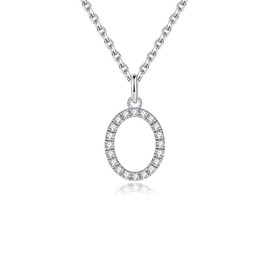 IMOLOVE Moissanite Pendant Necklace for Women Initial Necklaces Sterling Silver letter Necklace Jewelry for Women in 18K White Gold-O