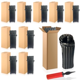 10 Wine Shipping Box Sets,Include 10 Wine Boxes for Shipping and 10 Bottle Protector Bags with 1 Reusable Air Pump,Inflatable Bubble Cushion Wrap for Transportation