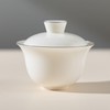 SILINE Ceramic Portable Gaiwan Tea Bowl Set,Chinese Suet Jade White