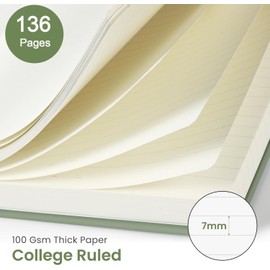 TUNJEJINY Lined Spiral Journal Notebook, A5 College Ruled Journals for Women Men, 100 GSM College Ruled Notebooks for Writing Note Taking and Office School Supplies 6.1" x 8.47" 136 Pages (Blue)