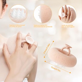 LURI 4pk esponja para baño, limpieza profunda, exfoliante corporal y esponja exfoliante. Estropajo para cuerpo con succión y colgante. Adecuado para niños y adultos para bañarse