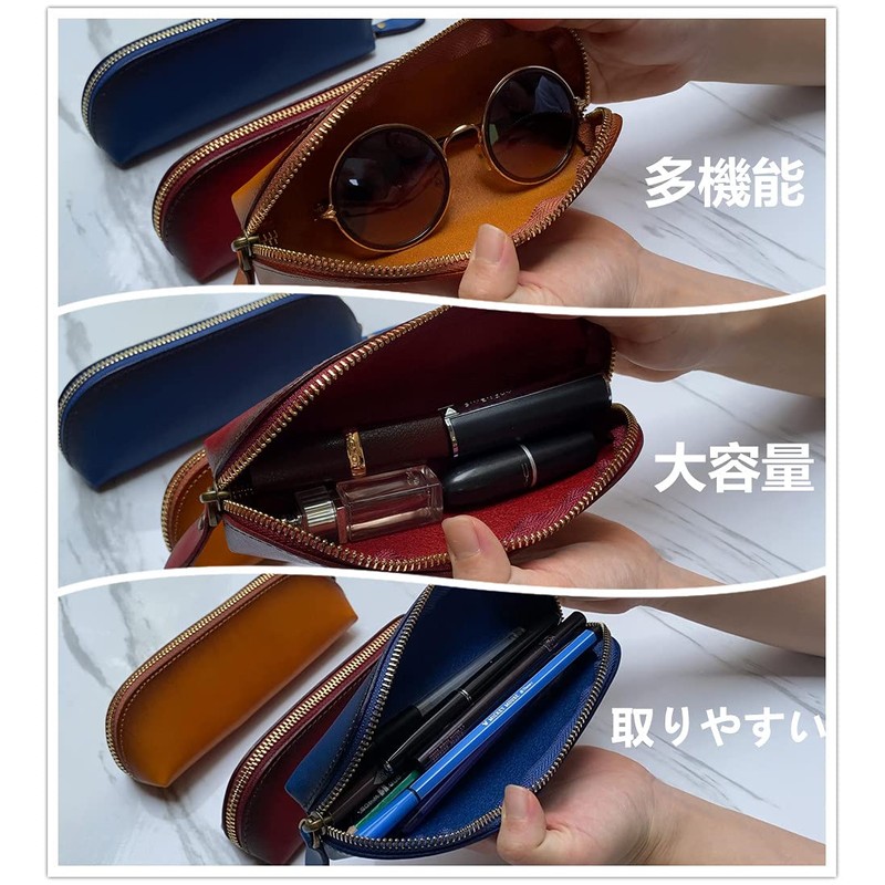 Pen Case, Genuine Leather, 15 Pieces, Chuck, Soft Leather, Sewing,