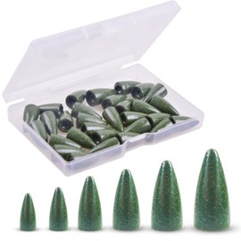 Bullet Fishing Lead Sinkers Slip Weights, 30pcs Worm Sinkers Assorted with A Reusable Box for Bass Fishing Size 1/2oz 3/8oz 1/4oz 3/16oz 1/8oz 1/16oz (1/8oz)