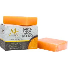 Mc Life 2 Piezas Jabón ácido Kójico, Retinol, Colágeno, Curcuma y Vitamina C Para Rostro y Cuerpo. Aclarante 100g C/u