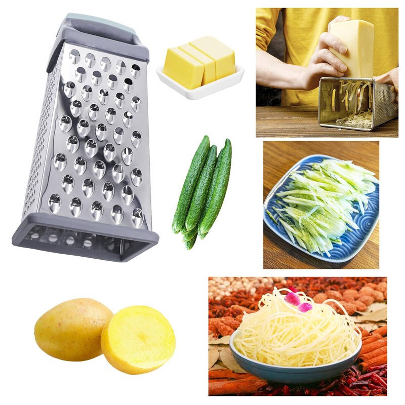 Box Grater Cheese Grater with Handle 4 Sided Stainless Steel