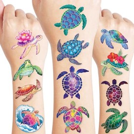 Turtle Temporary Tattoos for Kids - Colorful Designs, 96 PCS - Perfect for Turtle Themed Birthday Party Supplies Decorations Favors Decor – Fun Cute Ocean Stickers Tattoo Gifts for Boys Girls Prizes