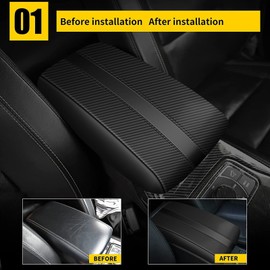 AOMSAZTO Carbon Fiber Armrest for Jeep Grand Cherokee Leather Black