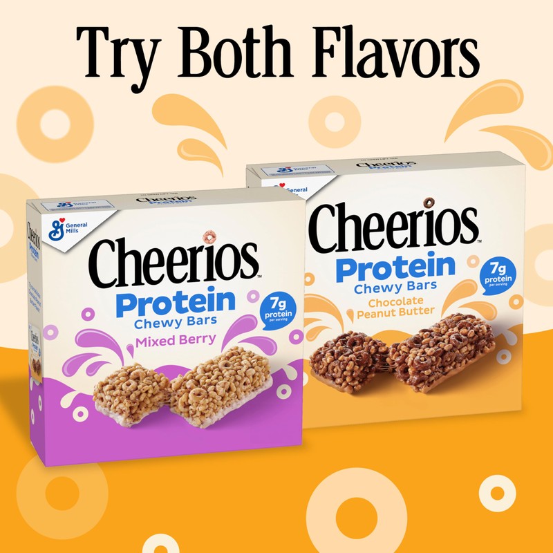 Cheerios Protein Chewy Bars, Snack Bars, Mixed Berry, 5 Ct,
