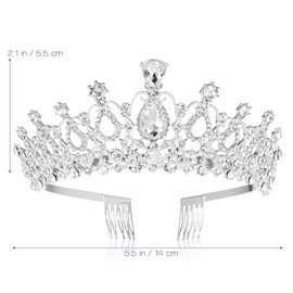 Frcolor Bridal Crystal Headband Crown Tiara with Comb for Wedding Bridal Birthday Party