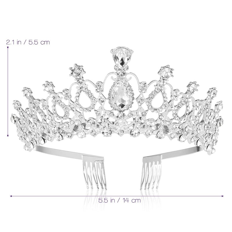 Frcolor Bridal Crystal Headband Crown Tiara with Comb for Wedding