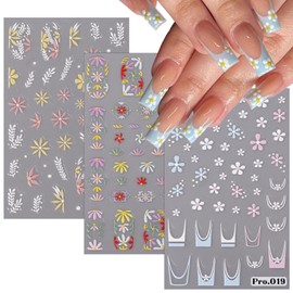 Flowers Nail Stickers 5D Embossed Nail Design Stickers Supply Spring Summer Colorful Flowers Rose Daisy Nail Decals for Women Girls Blossom Floral Nail Art Stickers Decoration