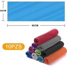 10 Piezas Toallas de Enfriamiento Deportiva,Toalla Microfibra Secado Rapido,Adecuado para Gym,Natacion,Yoga, Ejercicio, Golf, Acampar, Ejercicio, Carrera y Gimnasio (90 cm x 30 cm)