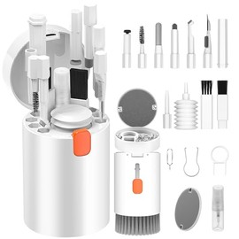 VICHYIE - Kit Limpiador Multifuncional 20 en 1 para Dispositivos Electrónicos, Cepillo para Polvo Limpieza de Teclado, Kit Limpieza de Auriculares para AirPods, Multiherramienta para Limpiar (Blanco)