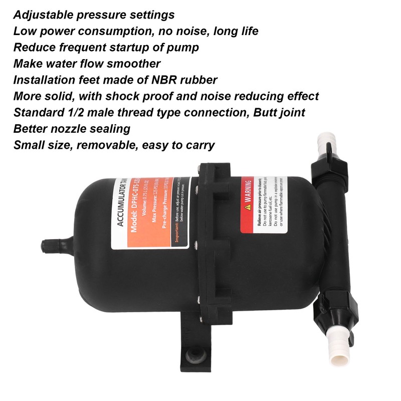 Accumulator Tank 0.75L Maximum 125PSI 1/2MNPT Port Fitting RV Boat