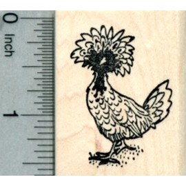 RubberHedgehog Polish Crested Chicken Rubber Stamp, Hen E30426 WM