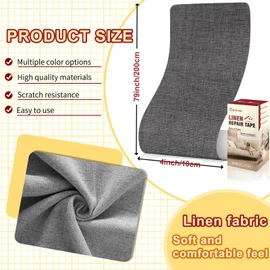 Cahomo Linen Repair Tape 4x79 inch, Self Adhesive Fabric Patches, Linen Patch Tape Kit, Fabric Repair Tape for Couch Sofas, Headboards, Chairs, Pillows, Curtains, Couches - Dark Beige