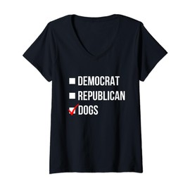 Womens Funny Anti Political Party Sarcasm Republican Democrat Dogs V-Neck T-Shirt