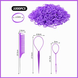 3-Piece Set Of Braiding Tools And 1000 Hair Rings, Top Hair Tools, Hair Salon Tools, Barber Combs, Braid Tools.