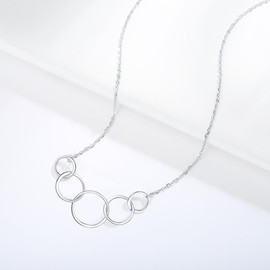 MADAOGO 50th Birthday Gifts for Women, 925 Sterling Silver 5 Circle Necklace, 50th Birthday Necklace, Presents for 50-Year-Old Women