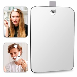 Shatterproof Shower Mirror Fogless for Shaving(2 Pack,Larger 10.7x8 inch) 43% Than Original,Unbreakable Deluxe Plexiglass Makeup Mirror,Largest Bathroom Wall Hanging,Portable Handheld Camping,Silver