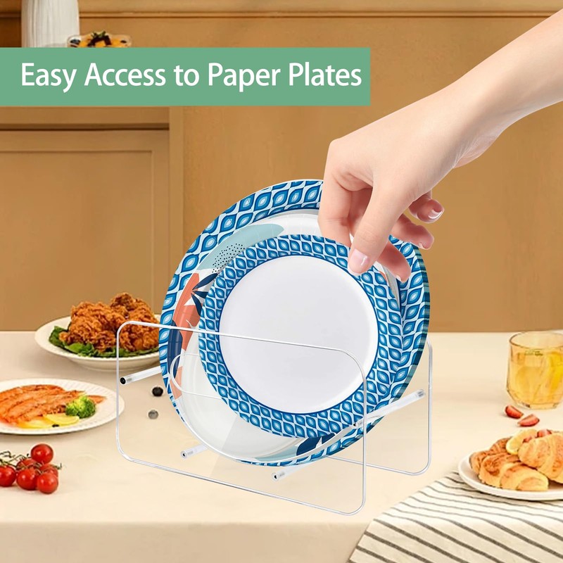 Beitiny Paper Plate Dispenser, Acrylic Plastic Plate Holders, 7-12 Inch