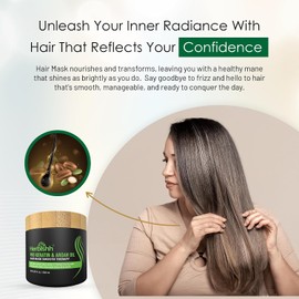 Mascarilla para Cabello Herbishh con Aceite de Argán y Queratina, Tratamiento Reparador para Cabello Seco Dañado y Teñido, Acondicionamiento Profundo Anti Frizz, Sin Sulfatos ni Parabenos, 250 ML