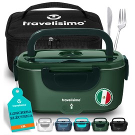 TRAVELISIMO Lonchera Electrica Portatil Inalambrica 3 en 1, Lonchera Termica 100W para Coche y Trabajo 110V+12V Calienta en Minutos, Fiambrera Termica
