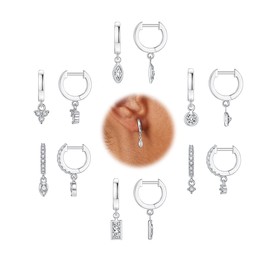 SAMOCO 6 Pairs 14K Gold Dangle Hoop Earrings for Women Dainty Huggie Earrings Trendy Lightweight Drop Earrings Minimalist Piercing Small Hoops Earrings Hypoallergenic