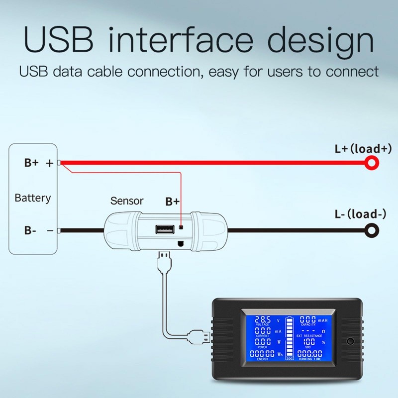 DC 8-120V 0-100A Battery Monitor Digital Current Voltage Power Energy